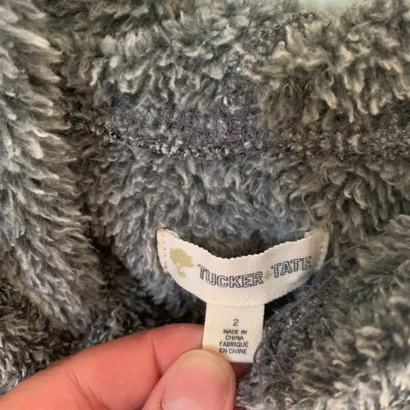 Tucker + Tate Fuzzy Fleece Hoodie Gray, Size 2 - Picture 4 of 5